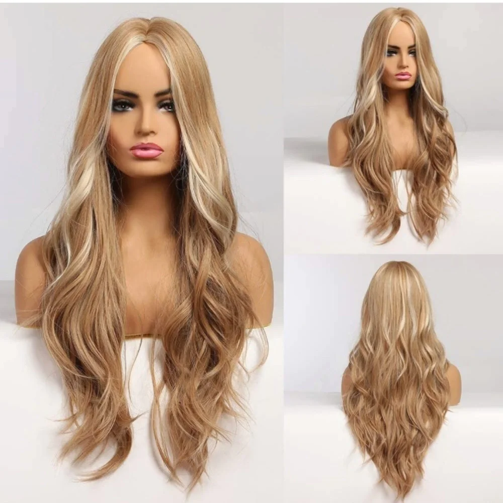 Middle Part Long Wavy Blonde Wig